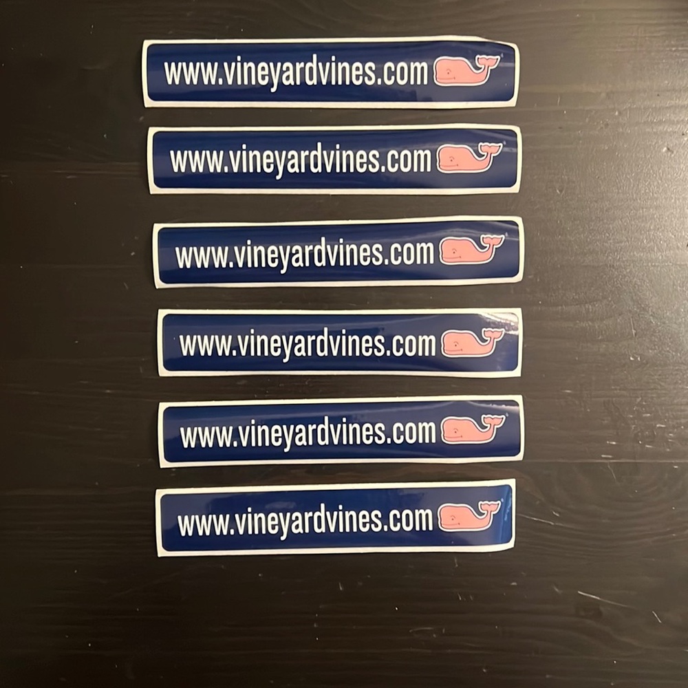 New Vineyard Vines Navy Pink Whale Logo Bumper Stickers Set of 6